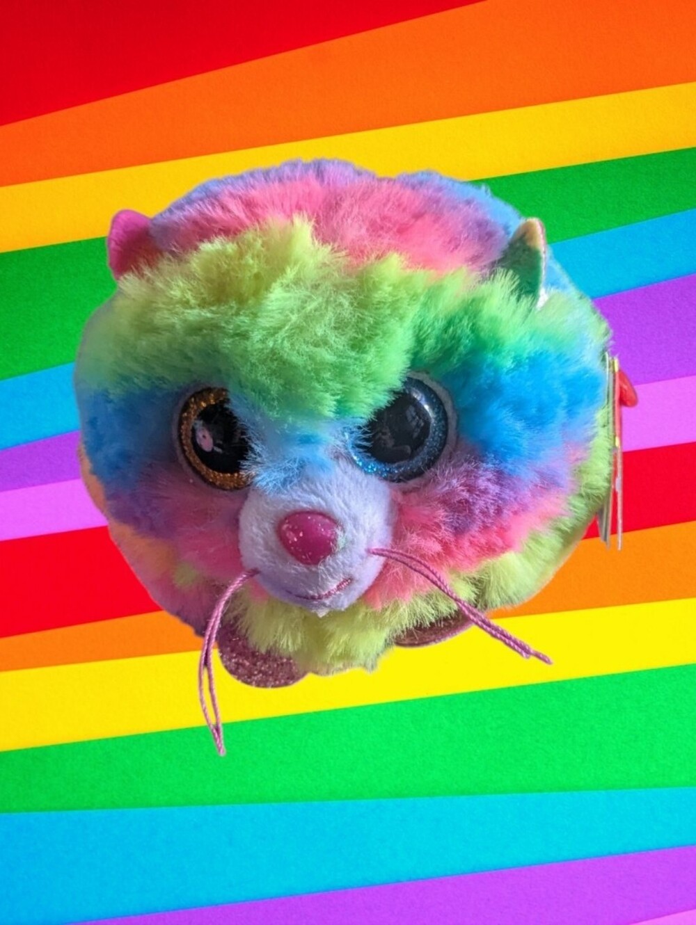 Ty Puffies/Beanie Balls Gizmo The Tye Dyed Cat Plush Toy